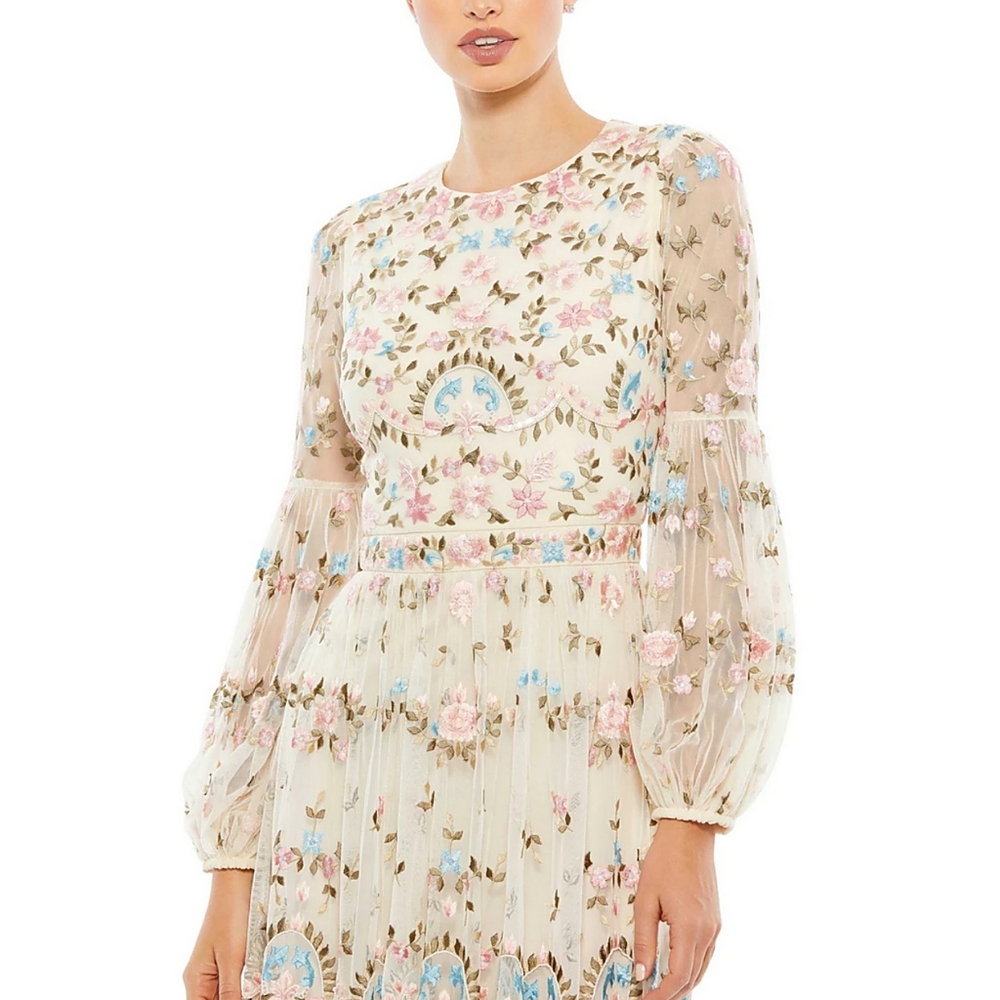 MAC DUGGAL EMBROIDERED BLOUSON SLEEVE GOWN size 12 - Picture 3 of 9